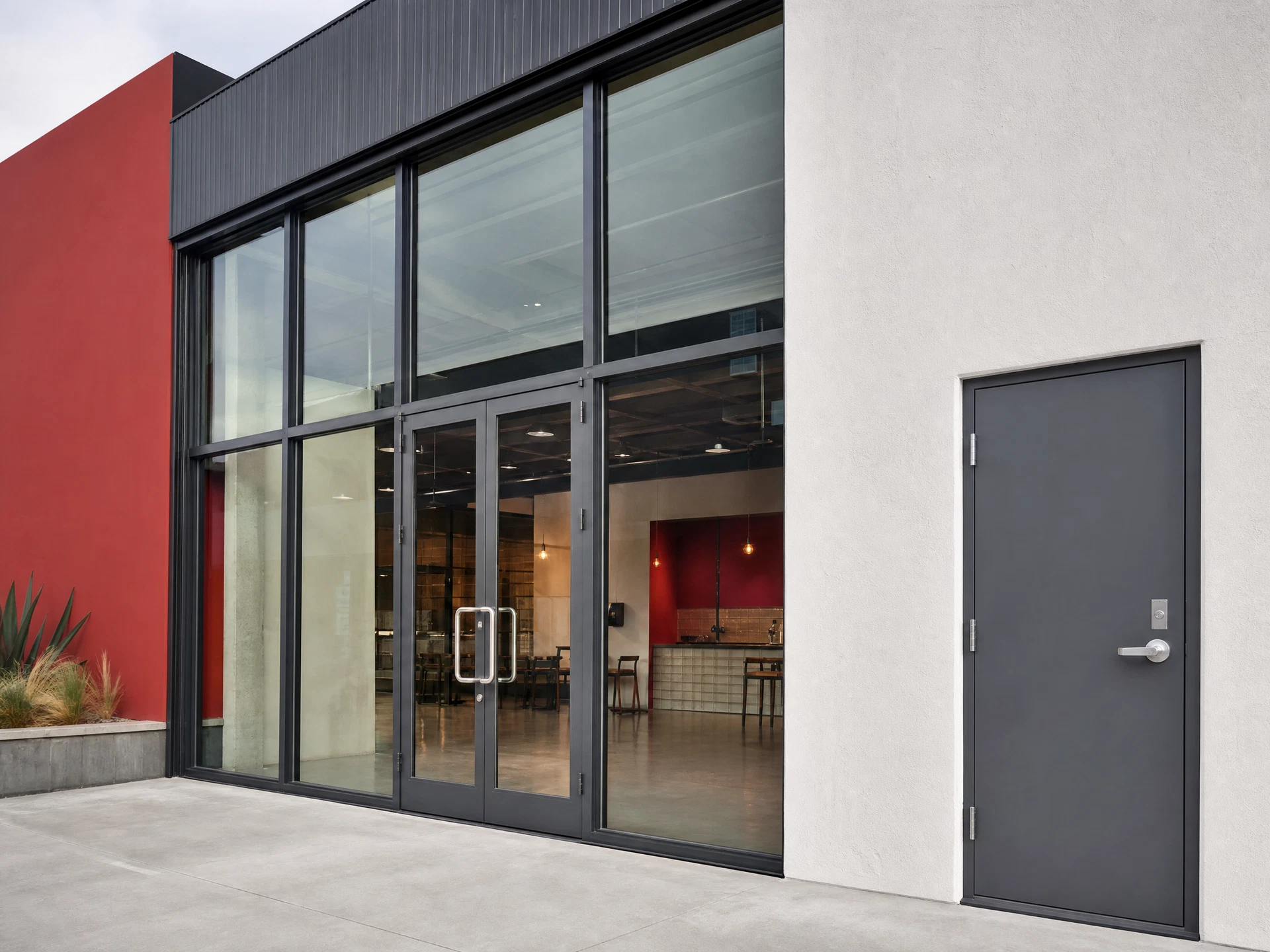Glass and metal commercial entry