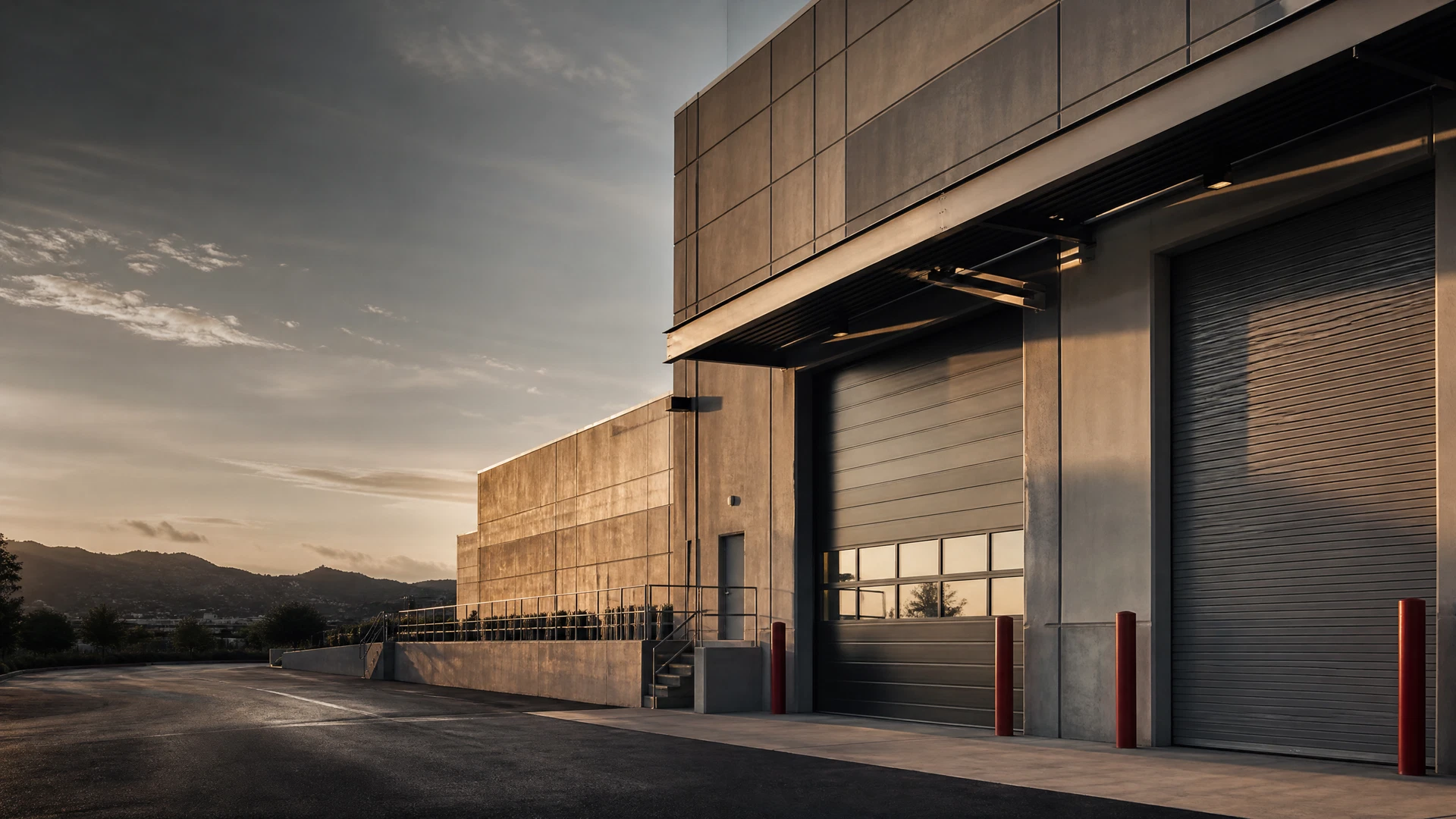 Commercial door system at a modern facility